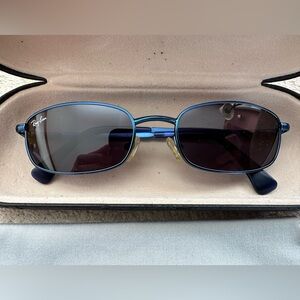 Ray-Ban Jr Blue Rectangular metal frames Sunglasses, plastic lenses, hard case